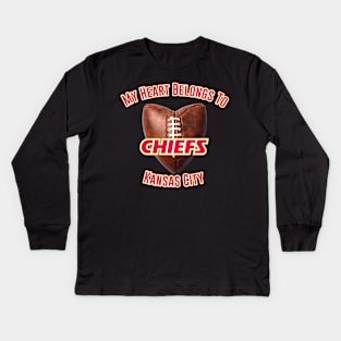 My Heart Belongs to the Kansas City Chiefs Kids Long Sleeve T-Shirt